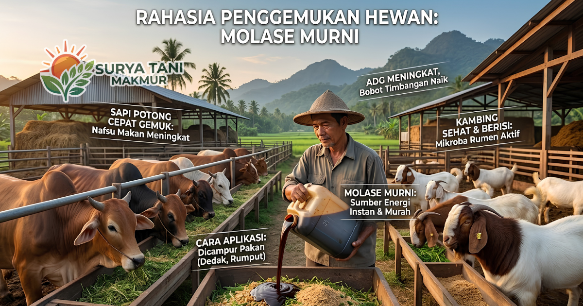 Rahasia Penggemukan Sapi Potong dan Kambing Menggunakan Molase Murni