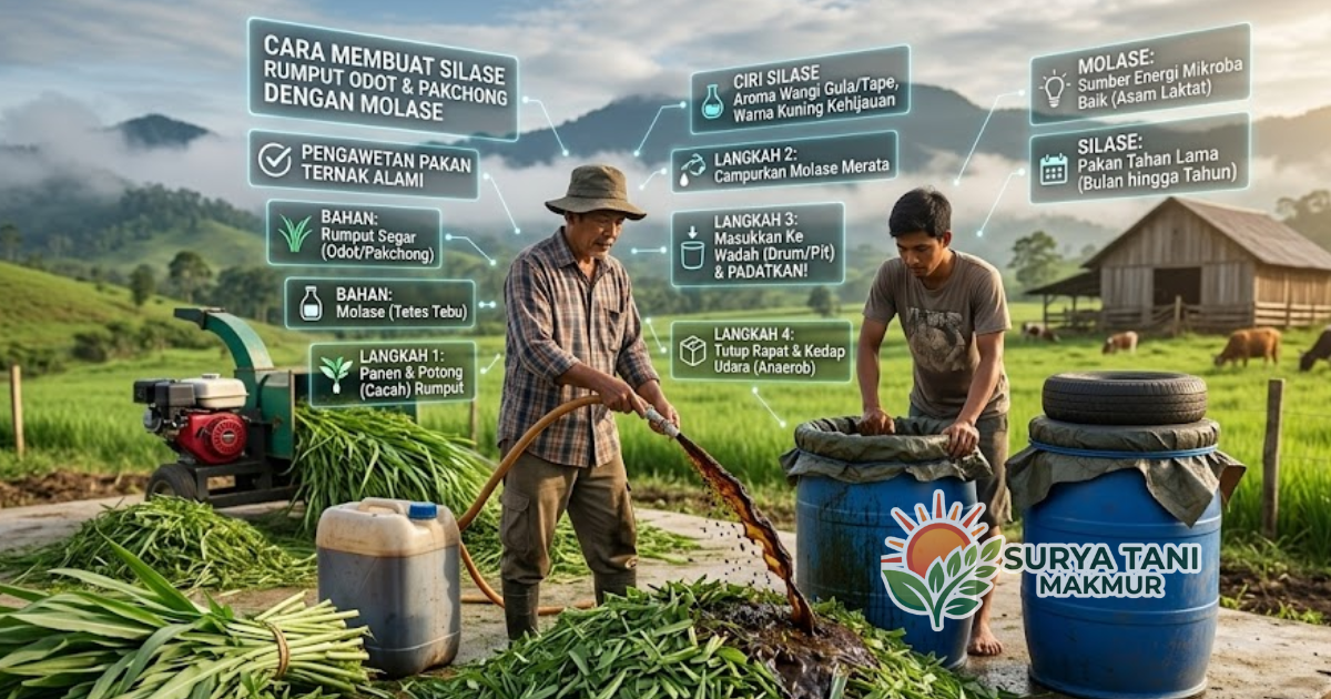 Cara Membuat Silase Rumput Odot dan Pakchong Menggunakan Molase agar Pakan Awet