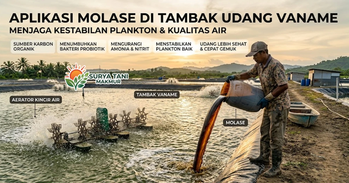 Aplikasi Molase untuk Menjaga Kestabilan Plankton dan Kualitas Air Tambak Udang Vaname
