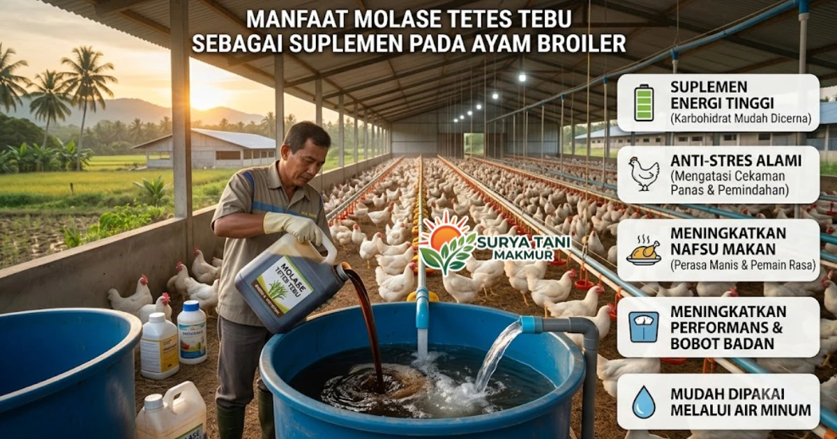 Manfaat Molase Tetes Tebu Sebagai Suplemen Energi dan Anti-Stres pada Air Minum Ayam Broiler